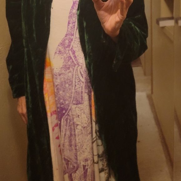 JADED GYPSY SILK VELVET GREEN  DUSTER NWOT - Picture 11 of 15
